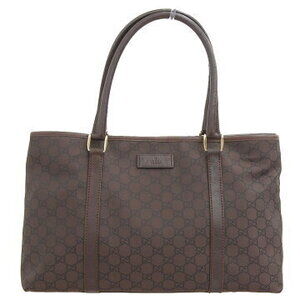 Gucci GG Canvas Tote Bag Brown Logo